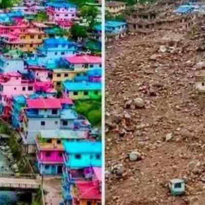 충격적인 네팔 홍수 전 후 사진