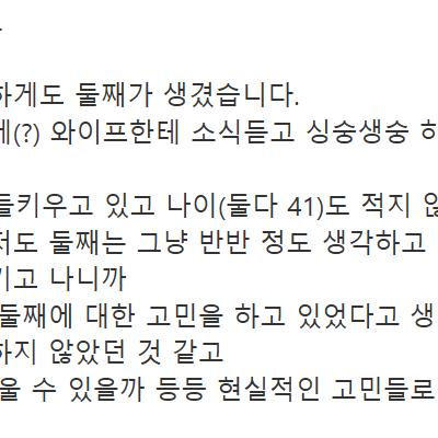 (펌) 둘째가 생기면서 문득 든 생각.. 내 애정을 반 덜어내야 되는데 어떠셨나요?